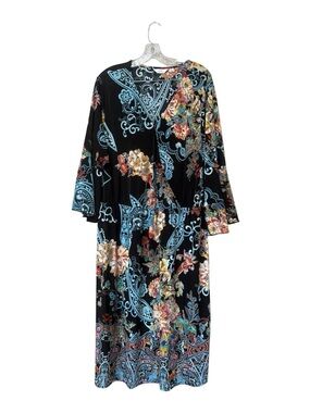 Boho Paisley Floral Dress Size 3X Stretchy Flowy Midi